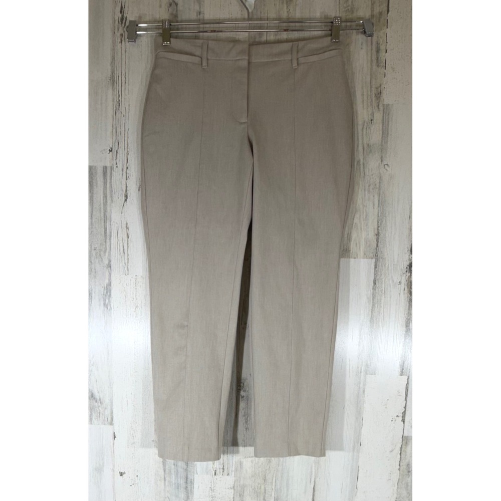 J Jill Ankle Pants 10 (32x28) Beige Front Seam Mid Rise Office Business Career